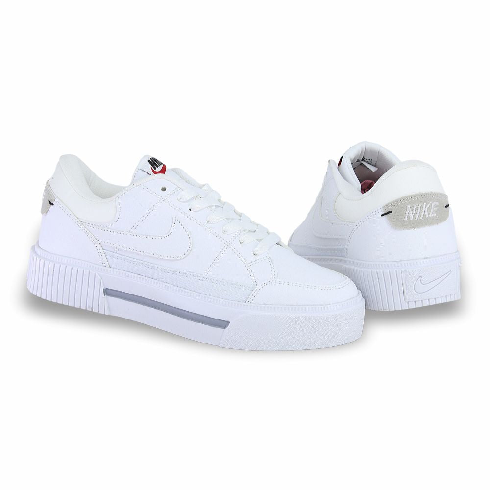 CALZADO URBANO, L20-1, NIKE COURT LEGACY LIFT, ESTILO 540G, COLOR BLANCO BLANCO.
