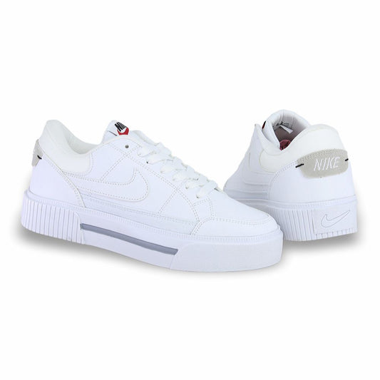 CALZADO URBANO, L20-1, NIKE COURT LEGACY LIFT, ESTILO 540G, COLOR BLANCO BLANCO.