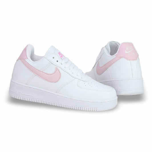 CALZADO URBANO, L20-1, AIR FORCE 1, ESTILO 1600G, COLOR BLANCO ROSA.