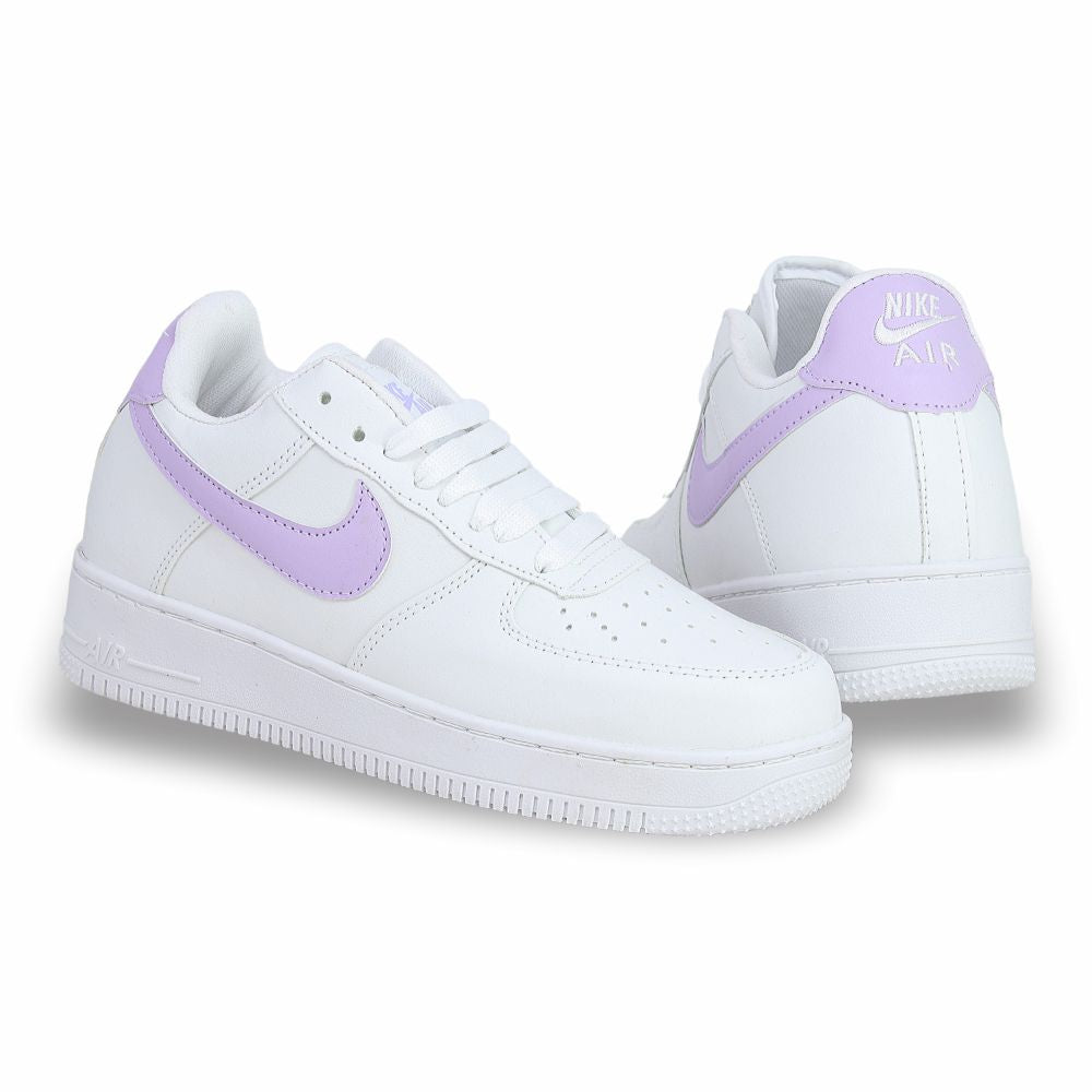 CALZADO URBANO, L20-1, AIR FORCE 1, ESTILO 1600G, COLOR BLANCO LILA.