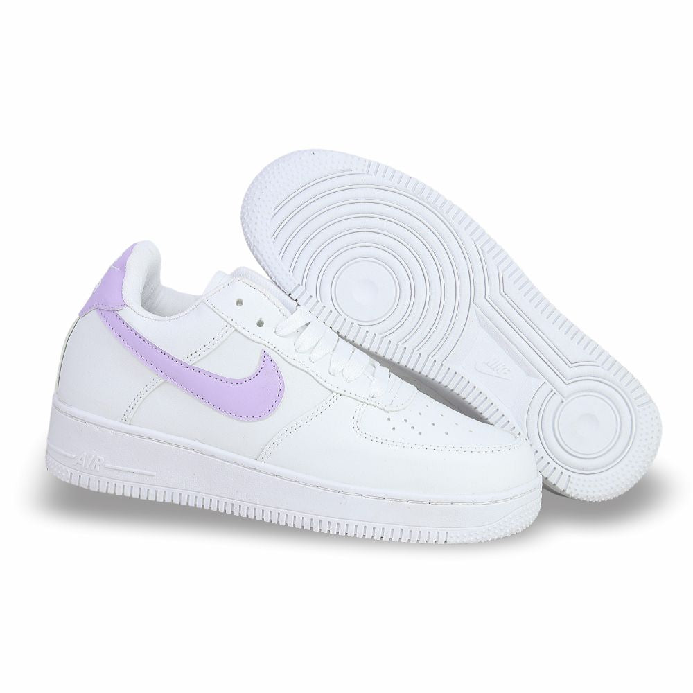 CALZADO URBANO, L20-1, AIR FORCE 1, ESTILO 1600G, COLOR BLANCO LILA.