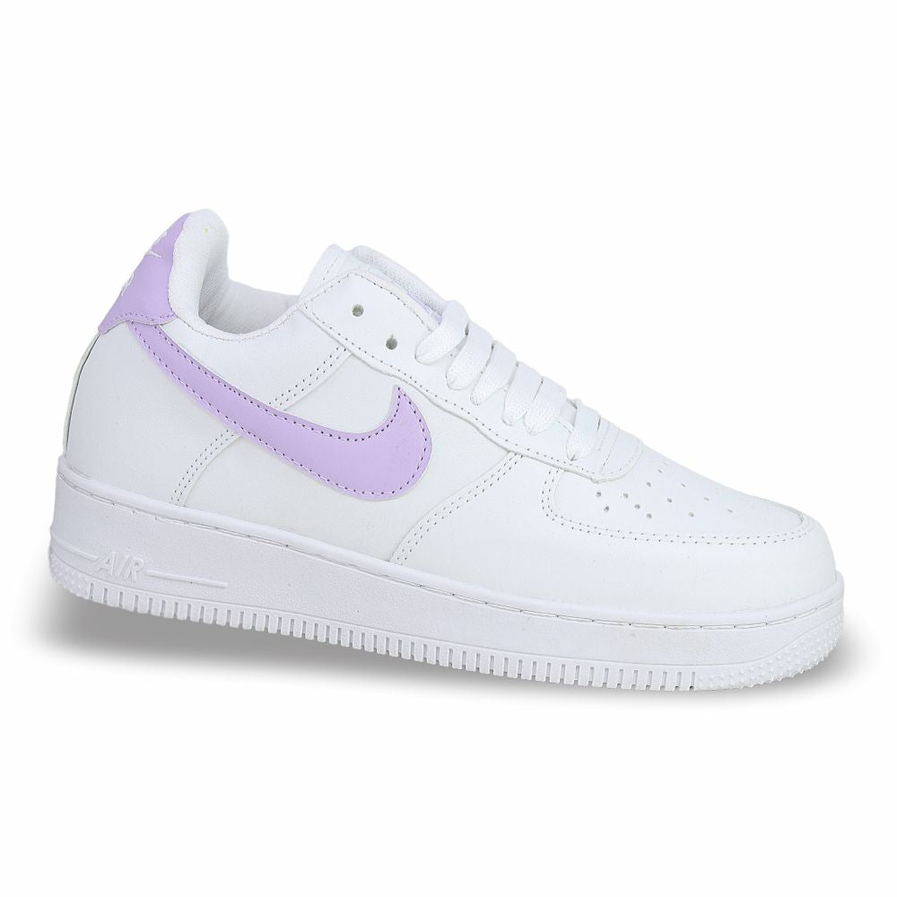 CALZADO URBANO, L20-1, AIR FORCE 1, ESTILO 1600G, COLOR BLANCO LILA.
