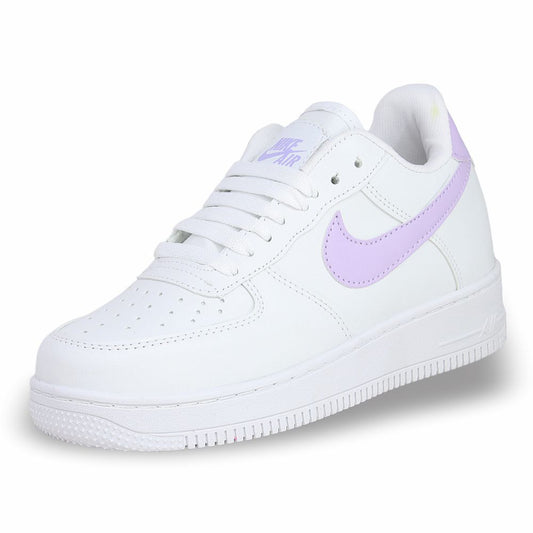 CALZADO URBANO, L20-1, AIR FORCE 1, ESTILO 1600G, COLOR BLANCO LILA.