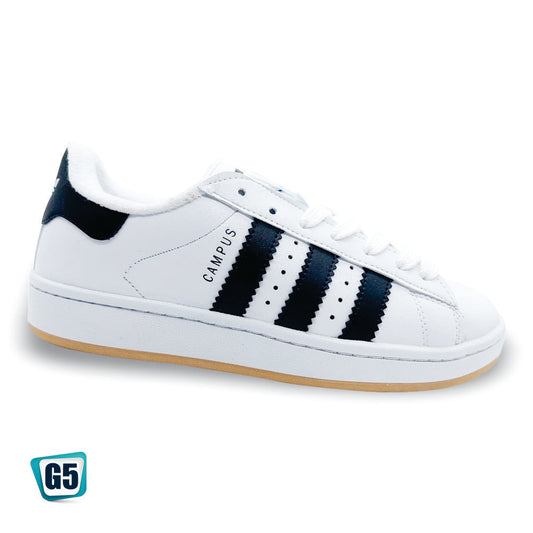 Tenis Campus Urbano Blanco con Franjas Negro