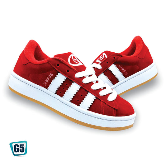 Tenis Campus Urbano Rojo con Franjas Blancas