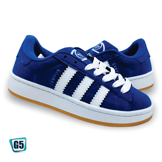 Tenis Campus Urbano Azul Rey con Franjas Blancas