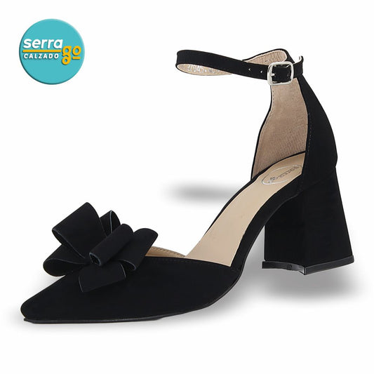 ZAPATILLA DE TACÓN MEDIO MOD. 27045 COLOR BUCK NEGRO