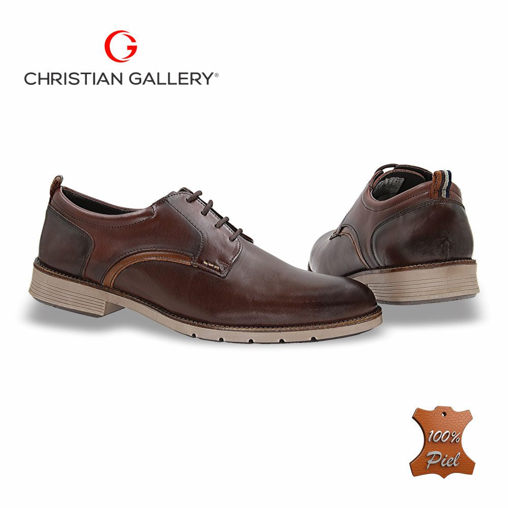 Zapato Formal de Piel mod. 5901-2 color Caoba