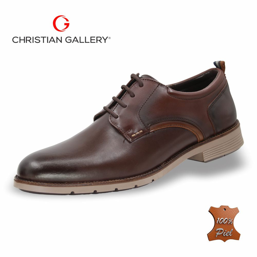 Zapato Formal de Piel mod. 5901-2 color Caoba